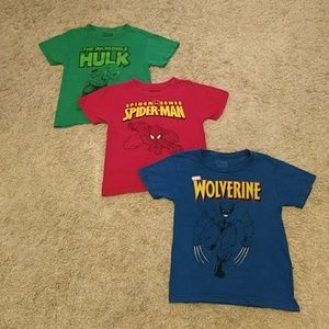 Lot of 3 Marvel Shirts Size 6 (fits like a 4T)